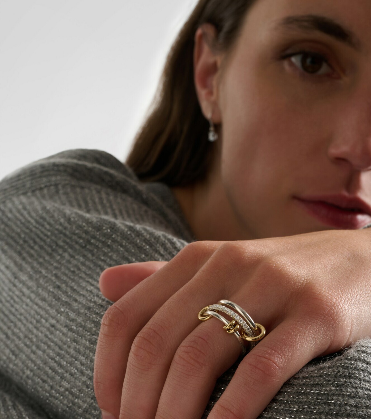 Spinelli Kilcollin Raneth 925 sterling silver and 18kt gold ring with diamonds