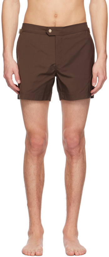 Photo: TOM FORD Brown Compact Swim Shorts