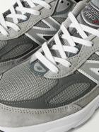 New Balance - 990 V6 Leather-Trimmed Suede and Mesh Sneakers - Gray