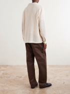 De Bonne Facture - Holiday Camp-Collar Crocheted Cotton Shirt - Neutrals