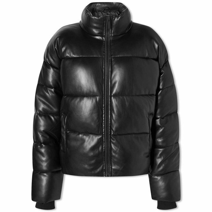 Photo: Good American Women's Leather Look Puffer Jacket in Black