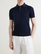 FEDELI - Rafael Ribbed Cotton Polo Shirt - Blue