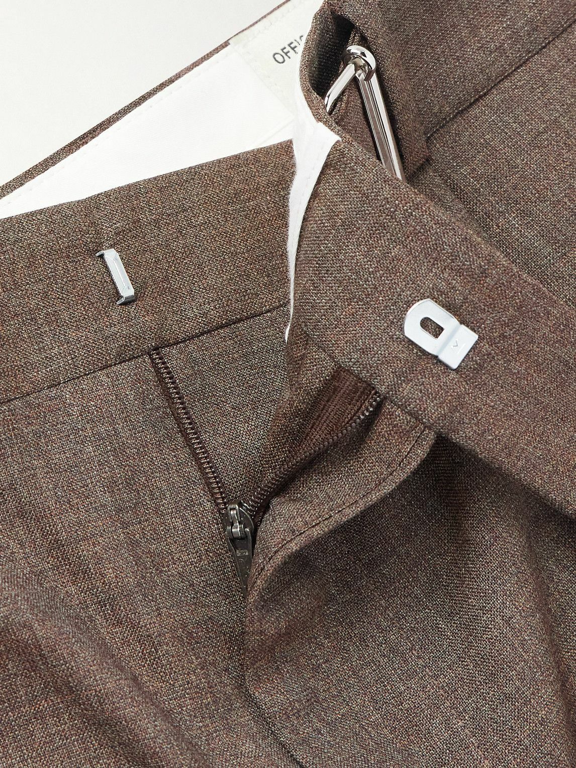 Officine Générale - Hugo Tapered Belted Pleated Virgin Wool Suit Trousers - Brown