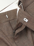 Officine Générale - Hugo Tapered Belted Pleated Virgin Wool Suit Trousers - Brown