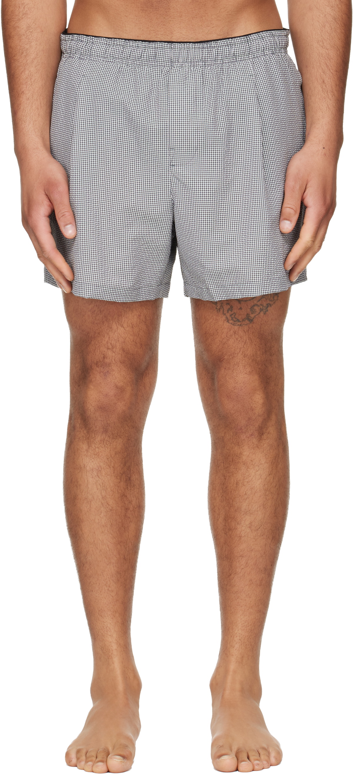 OUR LEGACY Black & White Boxer Swim Shorts