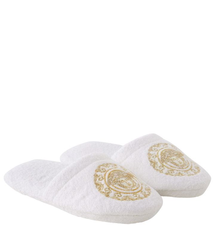 Photo: Versace Home Cotton and linen terry slippers