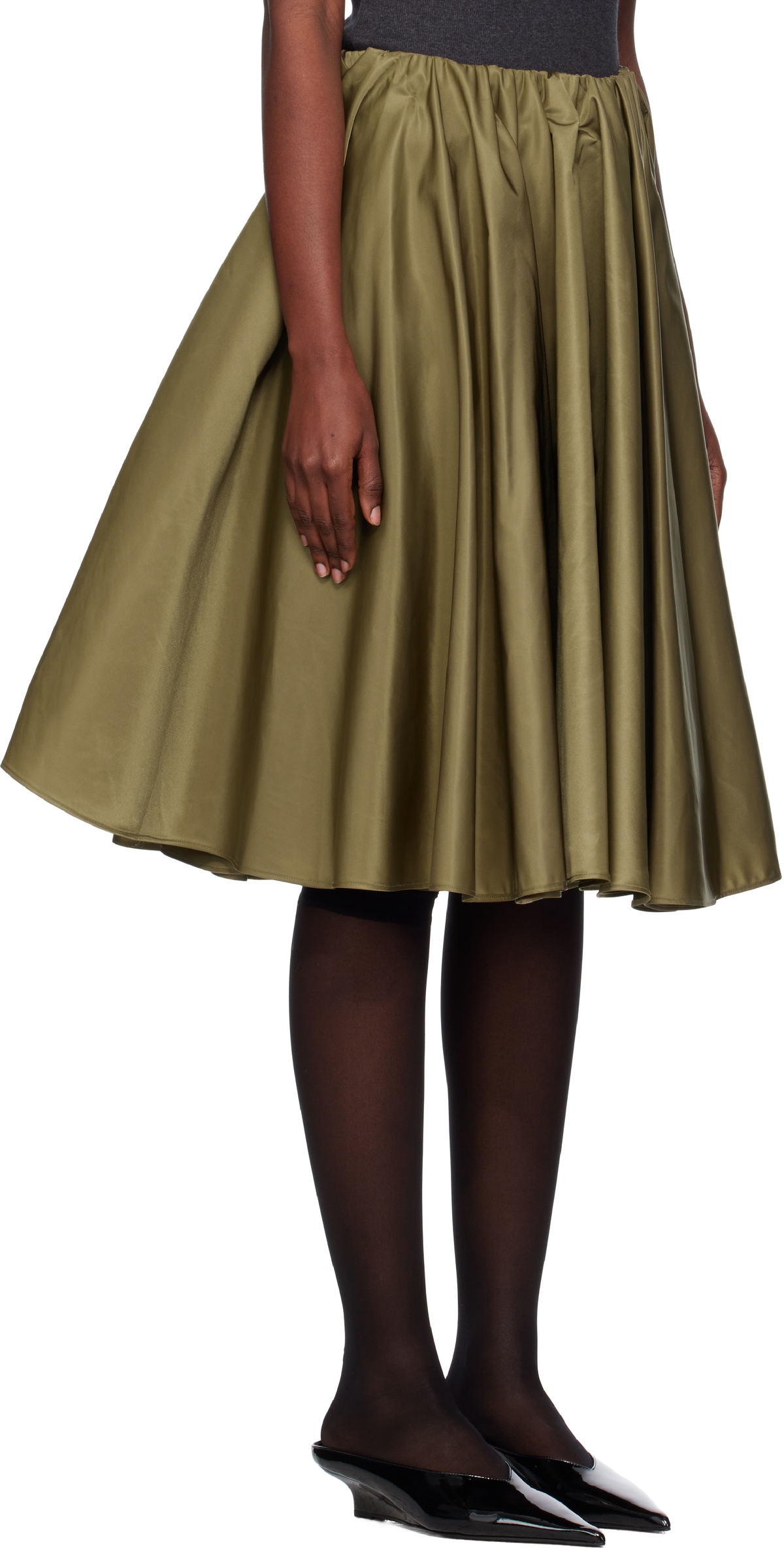 AO Yes Khaki Circular Midi Skirt