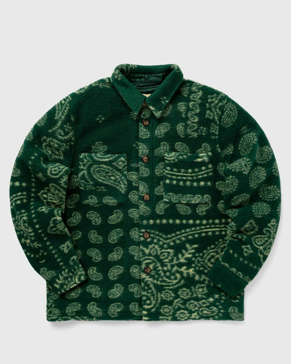 Portuguese Flannel Abstract Paisley Overshirt Green - Mens - Overshirts ...