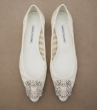 Manolo Blahnik Hangisi embellished organza ballet flats
