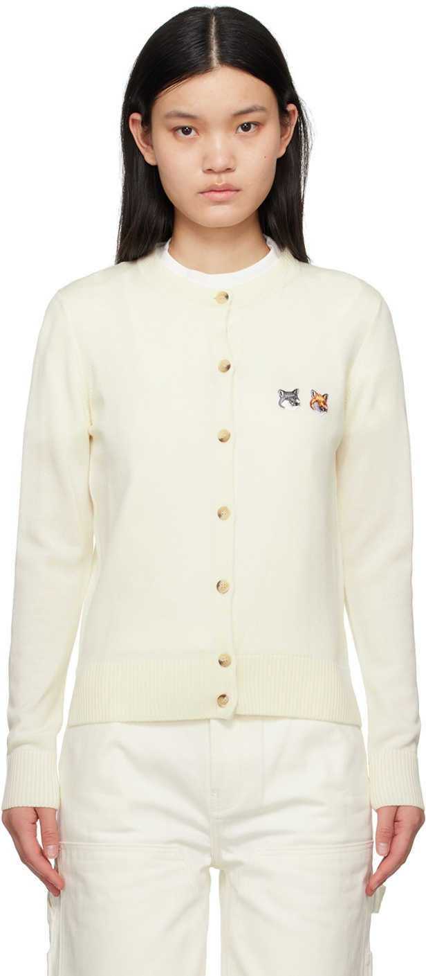 Maison Kitsuné Off-White Double Fox Head Patch Cardigan