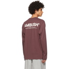 Ambush SSENSE Exclusive Burgundy XL Logo Long Sleeve T-Shirt