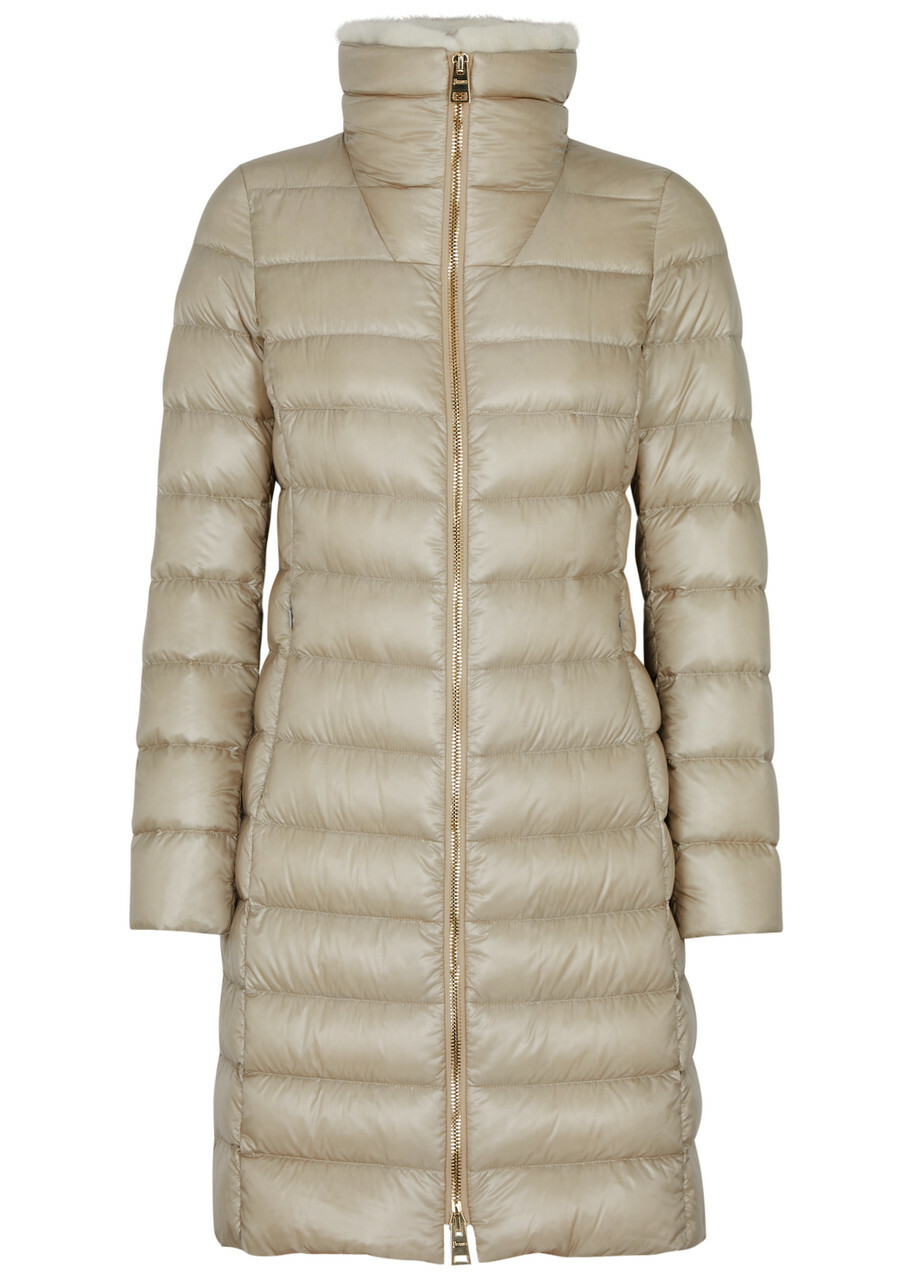 Herno Quilted Faux Fur-trimmed Shell Jacket Cream
