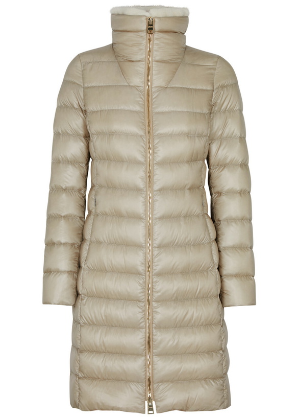Photo: Herno Quilted Faux Fur-trimmed Shell Jacket Cream