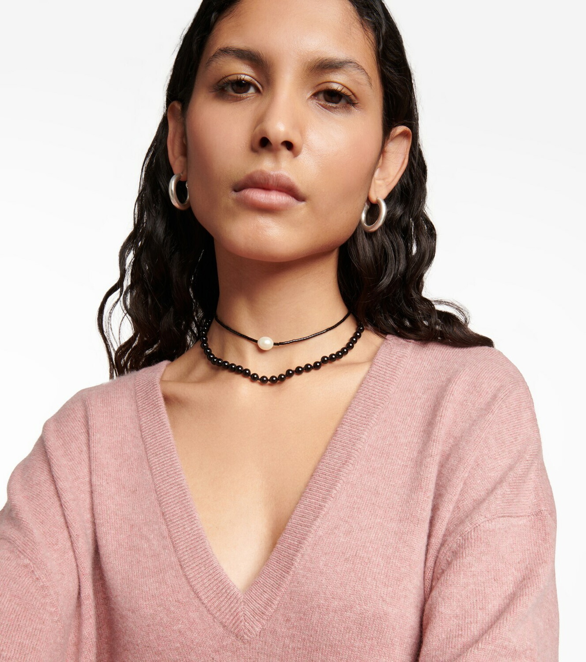 Sophie Buhai - Mermaid sterling silver choker with agate and freshwater  pearls