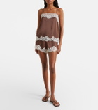 Faithfull Lace-trimmed satin top