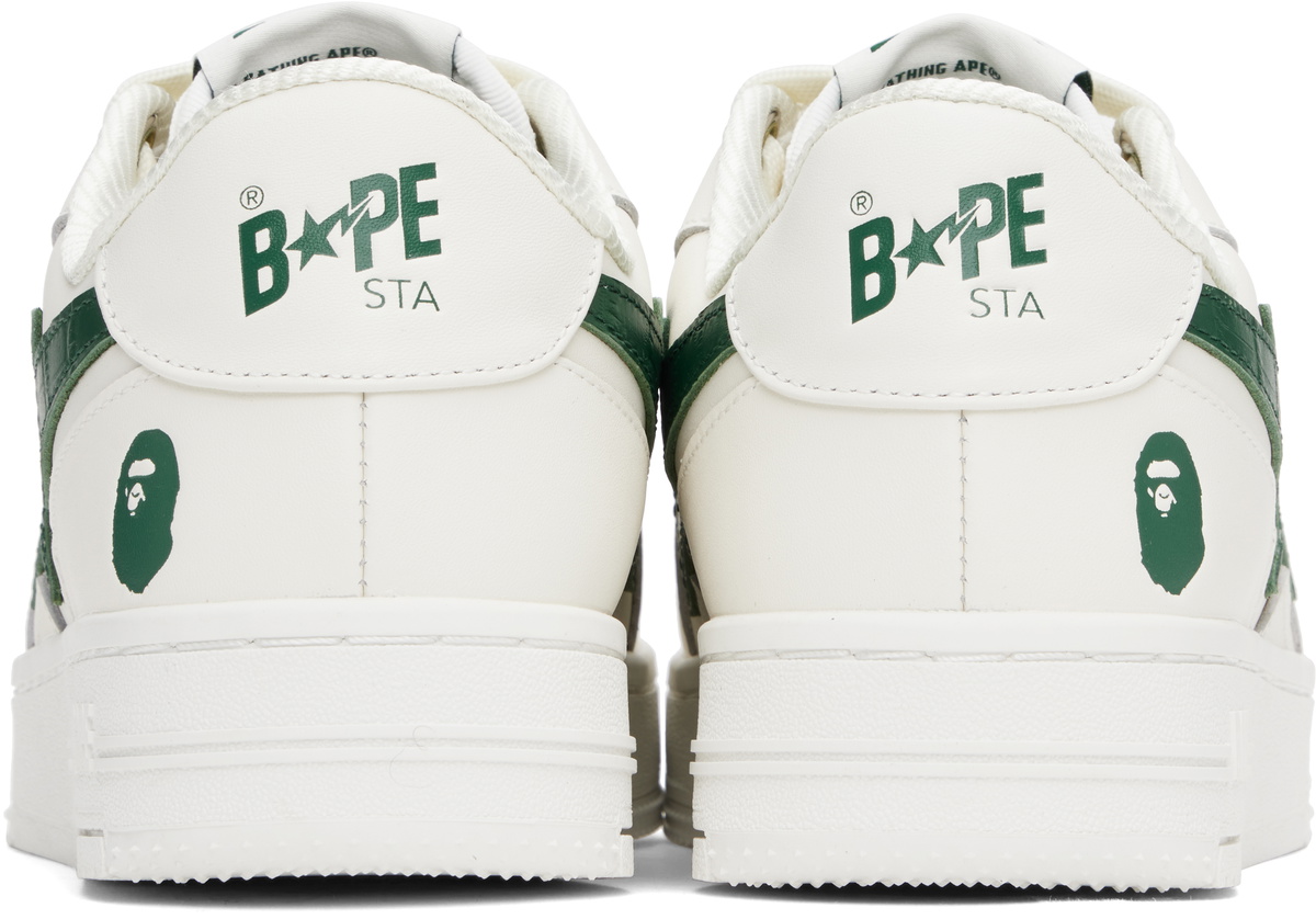 BAPE White & Green 'BAPE' STA Icon #1 Sneakers A Bathing Ape