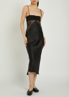 Rick Owens Panelled Satin Midi Slip Dress Black