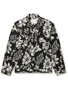 Sacai - Pleated Floral-Print Voile Blouson Jacket - Black