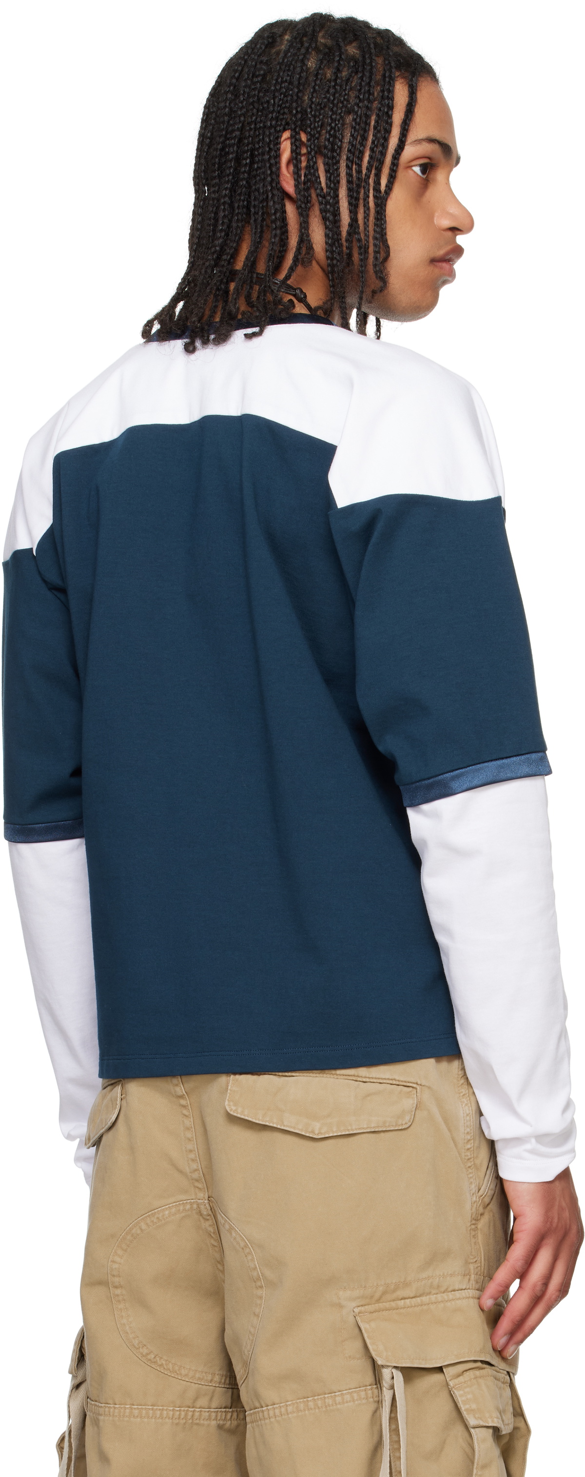 Raimundo Langlois Navy & White Layered V-Neck T-shirt