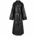 Meotine Women's Bobby Leather Trench Coat in Black