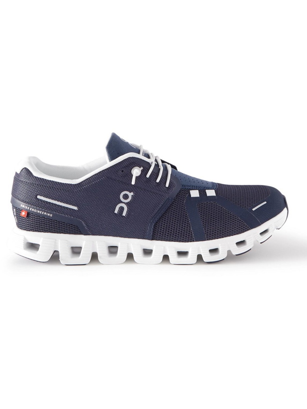 Photo: ON - Cloud 5 Rubber-Trimmed Recycled Mesh Running Sneakers - Blue