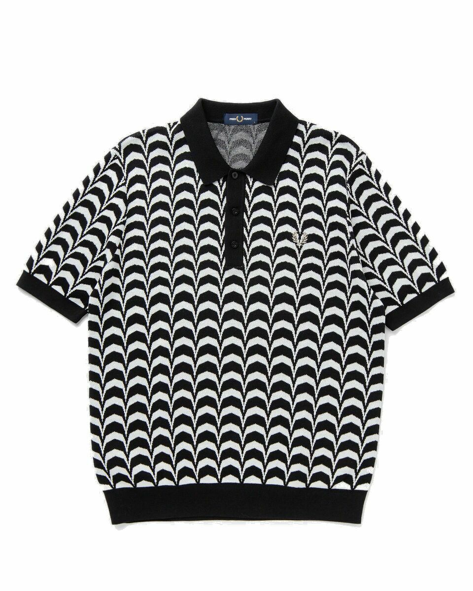 Photo: Fred Perry Jacquard Knitted Shirt Black/White - Mens - Polos
