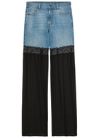 Nensi Dojaka Panelled Lace-trim Wide-leg Jeans Blue