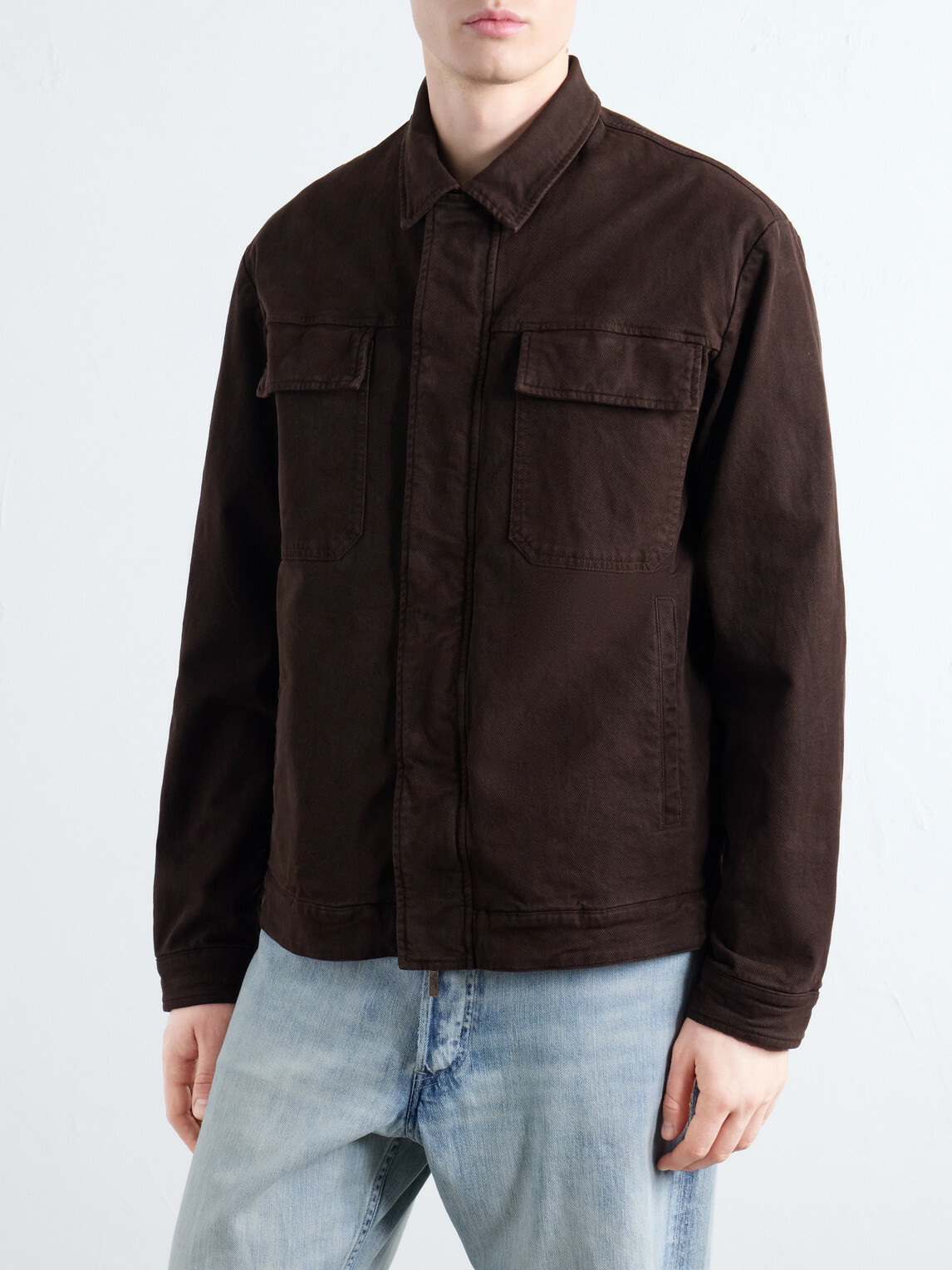 Altea - Godfrey Padded Garment-Dyed Stretch-Cotton Twill Overshirt - Brown