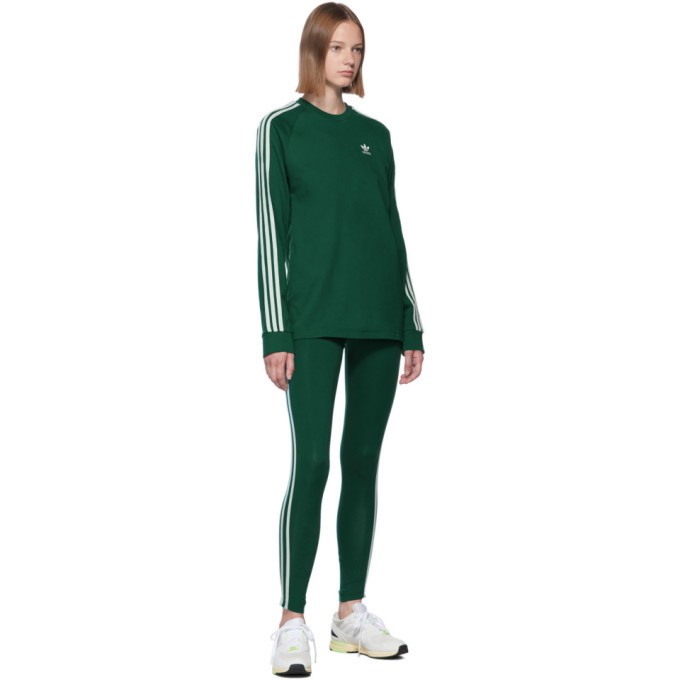 adidas Originals adicolor three stripe leggings in green