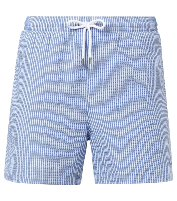 Photo: Ralph Lauren Purple Label Amalfi logo striped swim trunks