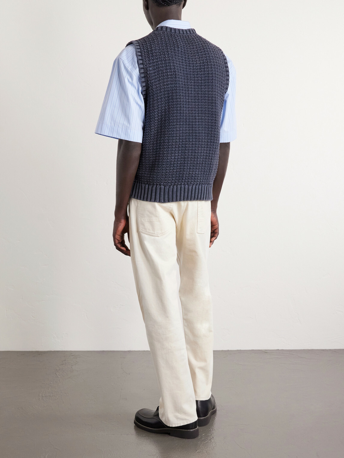 Corridor - Open-Knit Cotton Vest - Black