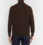 Ermenegildo Zegna - Slim-Fit Nubuck-Trimmed Cashmere Half-Zip Sweater - Dark brown