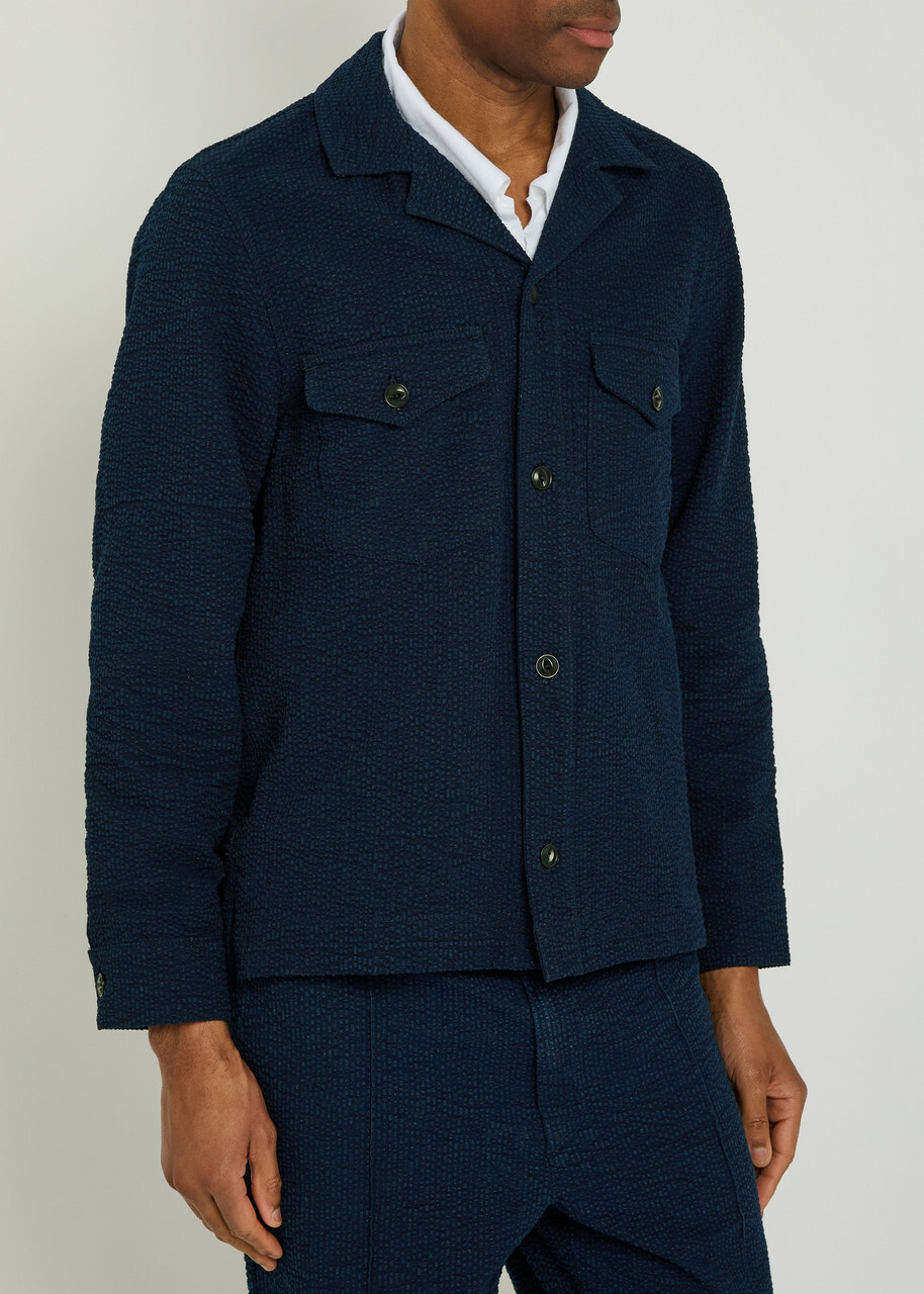 Officine Générale Jean-baptiste Seersucker Jacket Navy