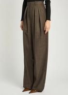 Saint Laurent Subtle-chevron Straight-leg Wool Trousers Brown