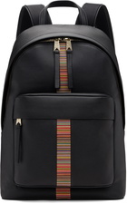 Paul Smith Black Leather 'Signature Stripe' Trim Backpack