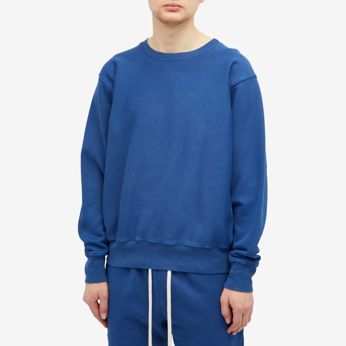 Les Tien Men's Heavyweight Crop Crew Sweat in Washed Blue 42