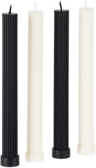 BLACK BLAZE Black & White Column Pillar Party Candle Set, 4 pcs