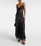 Y/Project Lace-trimmed asymmetric maxi skirt