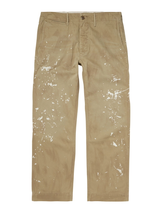 Photo: RRL - Straight-Leg Distressed Cotton-Twill Pants - Green