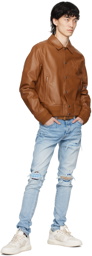 AMIRI Brown Embossed Leather Jacket