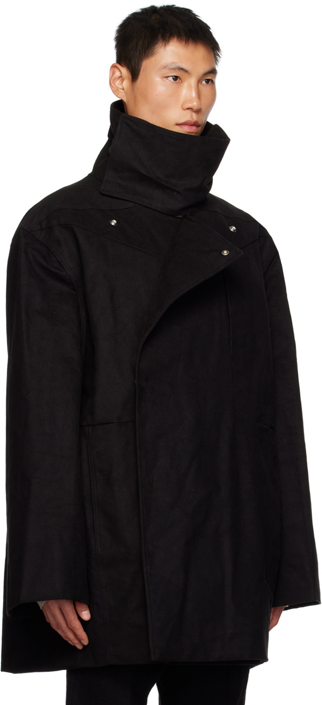 Rick owens black clearance down funnel neck coat