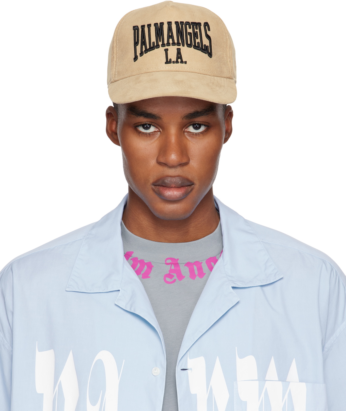 Palm Angels Beige College Corduroy Baseball Cap Palm Angels