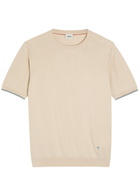 Tods Striped Detail Knit Cotton T-shirt Off White
