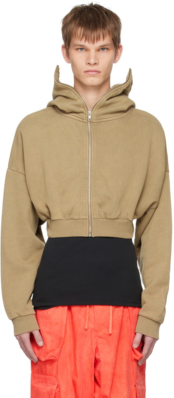 Photo: Entire Studios Khaki Cropped Hoodie