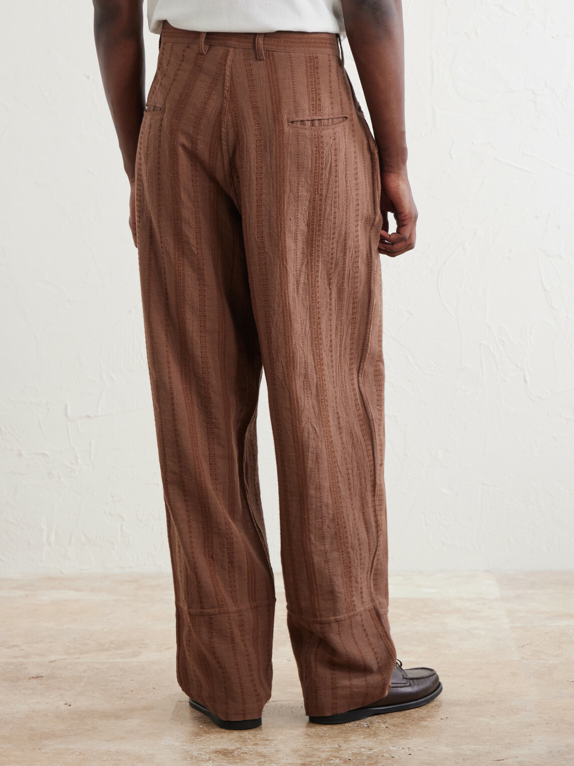 Kardo - Antonio Straight-Leg Striped Cotton-Canvas Trousers - Brown