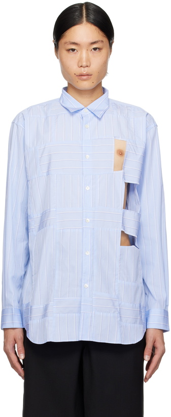 Photo: Comme des Garçons Shirt Blue Patchwork Shirt