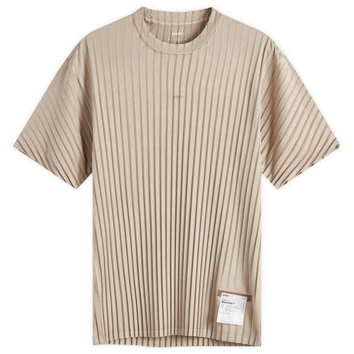 Photo: Satisfy Men's AuraLite™ Pleated T-Shirt in Mineral Dune