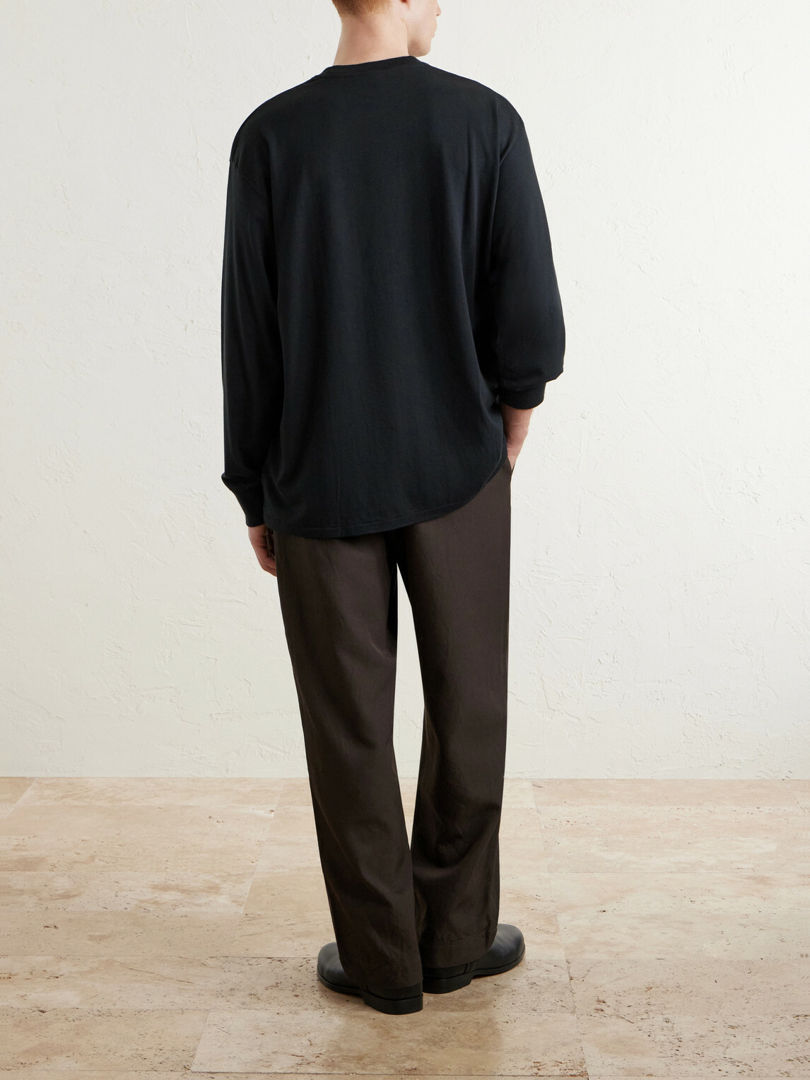 A.PRESSE - Cotton and Cashmere-Blend T-Shirt - Black