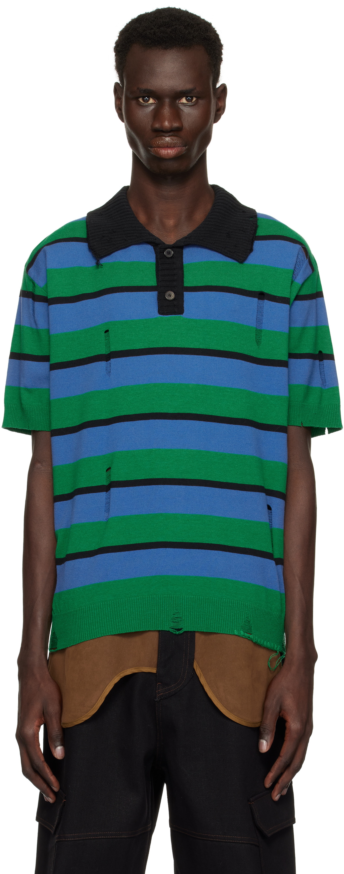 Andersson Bell Multicolor Damaged Stripe Polo
