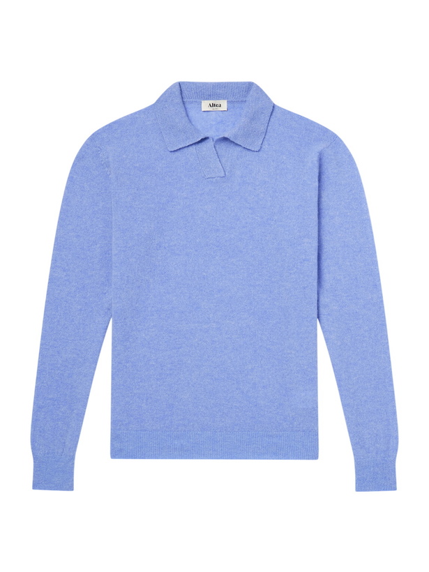 Photo: Altea - Wool and Cashmere-Blend Polo Sweater - Blue